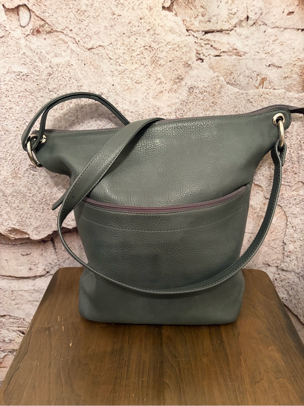 Derek Alexander Charcoal Grey Leather Adjustable Crossbody 🇨🇦